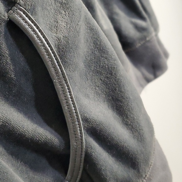 BCBG Maxazria jacket women's size medium grey zippered hooded hoodie vel… - Picture 5 of 13